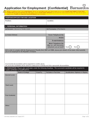 Fillable Online Application Form Indd Barnardos Fax Email Print