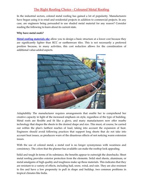 The Right Roofing Choice Coloured Metal Roofing By Fred Lydick Issuu