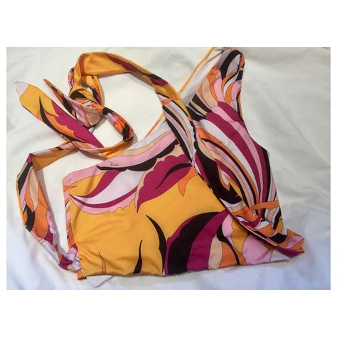 Emilio Pucci Fiore Maya One Shoulder Bikini Multiple Colors Polyester Elastane Ref 132448 Joli