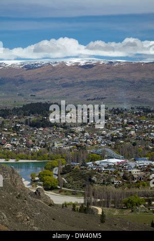 Alexandra, Central Otago, South Island, New Zealand - aerial Stock ...