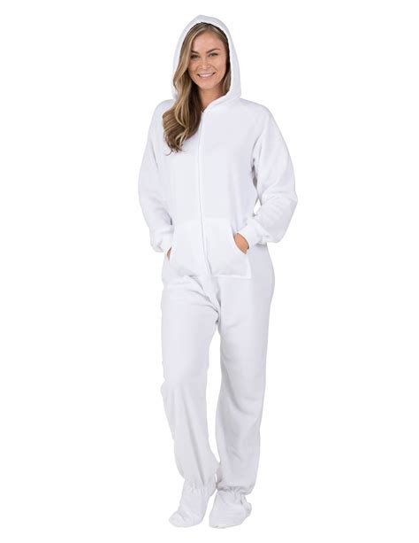 Arctic White Hoodie One Piece Adult Hooded Footed Pajamas One Piece