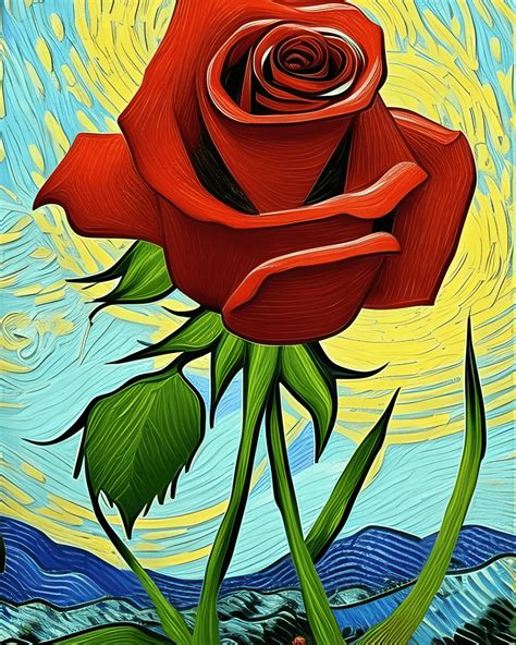 Van Goghs Starry Night Rose Painting · Creative Fabrica