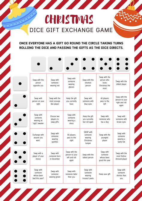 Christmas Gift Exchange Dice Game Printable Party Game Christmas Group