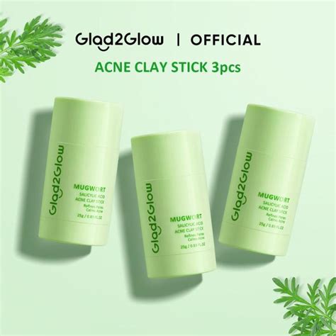 Glad2Glow 3pcs Mugwort Anti Pores Acne Clay Stick Masker 25g Anti