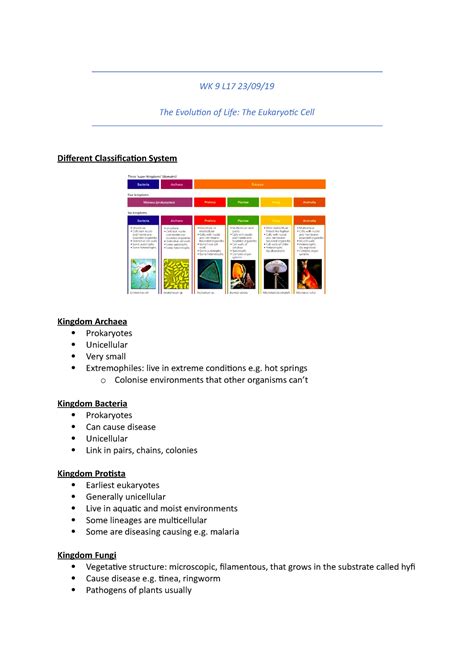 Wk Bio Lecture Notes Wk L The Evolution Of Life