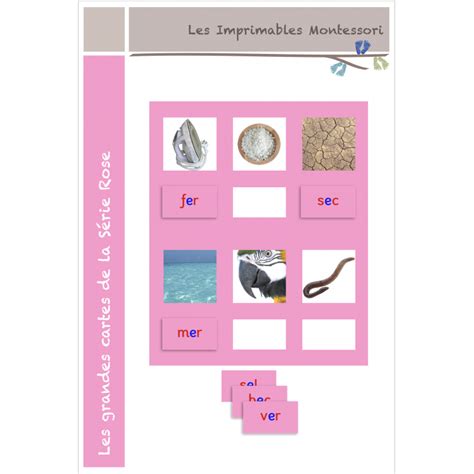 Série Rose Montessori Le Kit De Lecture Script