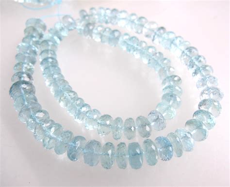 AA Aquamarine Faceted 7 To 8mm Rondelle Beads