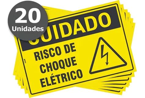 Placa Indicativa Cuidado Risco Choque El Trico Kit C Frete Gr Tis