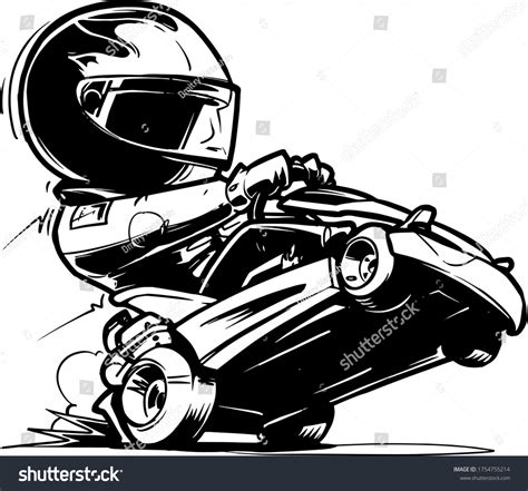 Cartoon Go Kart Racer Vector Illustration เวกเตอรสตอก ปลอดคา