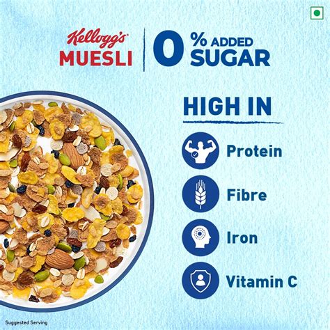 Kellogg S Muesli No Added Sugar Fibre Rich Multigrain Cereal