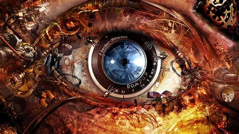 Eye Iris Clock Compass Electronic Eye Steampunk Art Steampunk HD