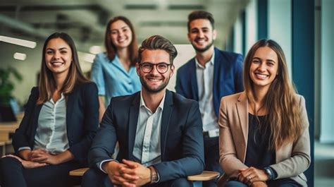 Premium Photo Smiling Business People Waiting For Job Interview Group