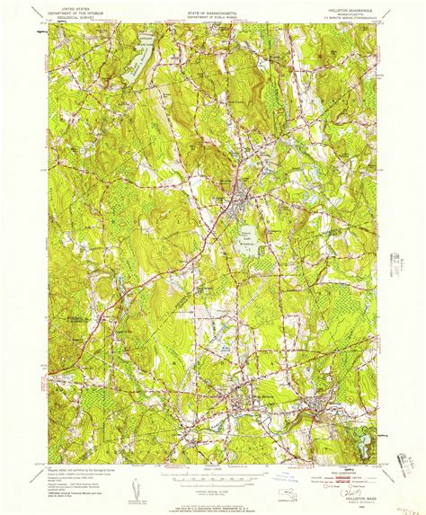 Holliston Massachusetts 1953 1957 Usgs Old Topo Map Reprint 7x7 Ma Quad 350209 Old Maps