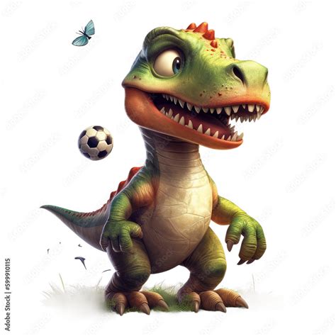 Cute Dino play soccer. Transparent isolated background. AI generated Stock Illustration | Adobe ...