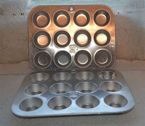 Vintage Mirro Mini Cupcake Pans Set Of Two Muffin Pans By Maandpasattic