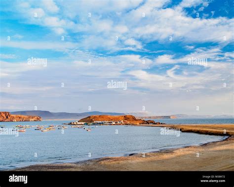 Lagunillas At Sunset Paracas National Reserve Ica Region Peru Stock