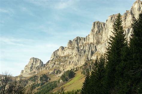 Dramatic Swiss Mountain Panorama At The Klausenpass Region In