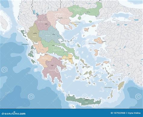 Map of Greece stock vector. Illustration of administrative - 107923908