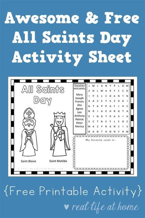 Awesome And Free All Saints Day Activity Sheet Printable