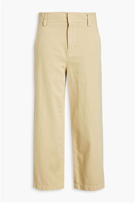 VINCE Cropped Cotton Lyocell And Linen Blend Gabardine Straight Leg