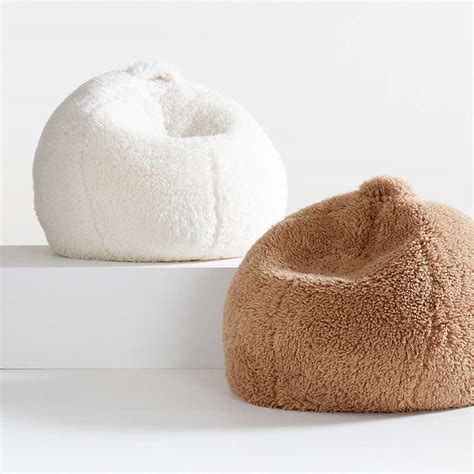 Cream White Mongolian Faux Fur Kids Bean Bag Chair + Reviews | Crate & Kids