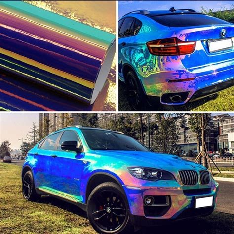 Holographic Rainbow Neo Chrome Sky Blue Car Vinyl Wrap Bubble Free