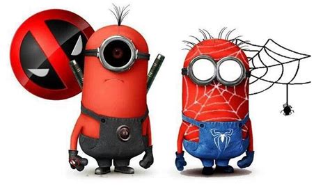 Deadpool And Spiderman Minions Cartoon Minions Love Minions Despicable Me Minion Meme Minion