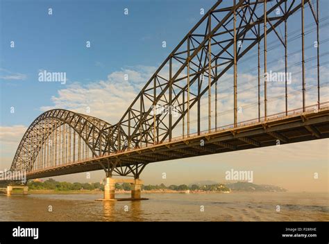 Sagaing, Irrawaddy (Ayeyarwady) River, new bridge, Mandalay Region ...