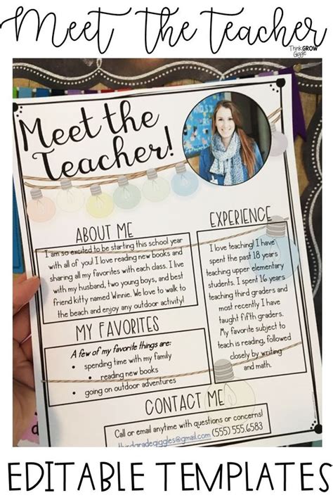 Meet The Teacher Template Editable Free