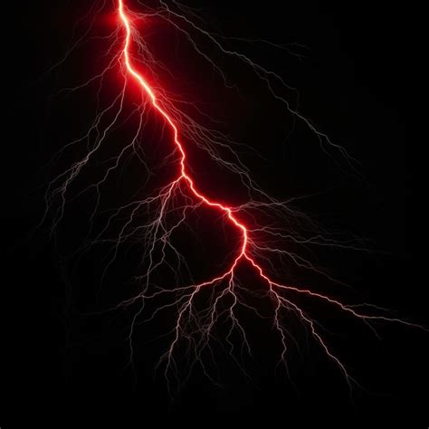 A Stunning Display Of A Rare Red Lightning Bolt Illuminating The Dark