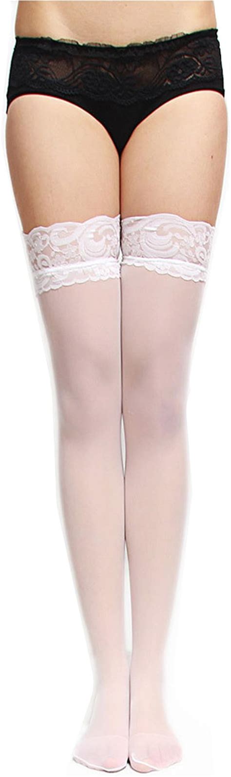 Lace Top Sheer Thigh High Silk Stockings Sexy Lingerie At Amazon Women