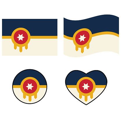 Waving Flag Of Tulsa Tulsa Flag Sign Tulsa Flag Icon Set Flat Style ...