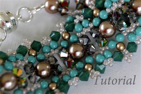 Pdf Tutorial Beaded Bracelet Her Eyesswarovski Crystalsseed Beadspearlsbicones Bead Weaving