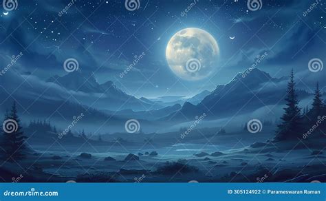 Full Moon Landscape Stock Illustration Illustration Of Religion