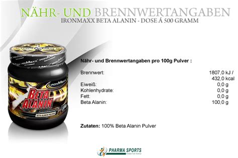 Ironmaxx Beta Alanin Pulver Reines Beta Alanine