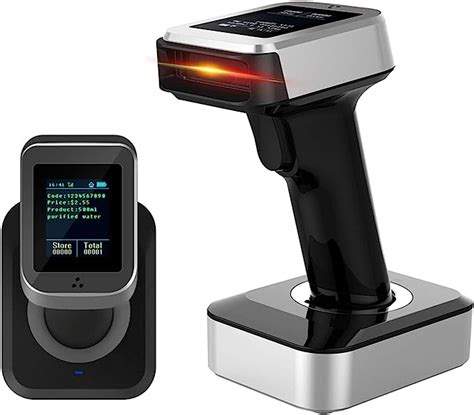 Symcode 2d Qr Bluetooth Barcode Scanner With Screen Display With Charging Base 3 In 1 Compatible