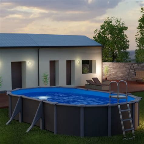 Piscine Ovale Acier M X M X H M Gris Anthracite Gamm