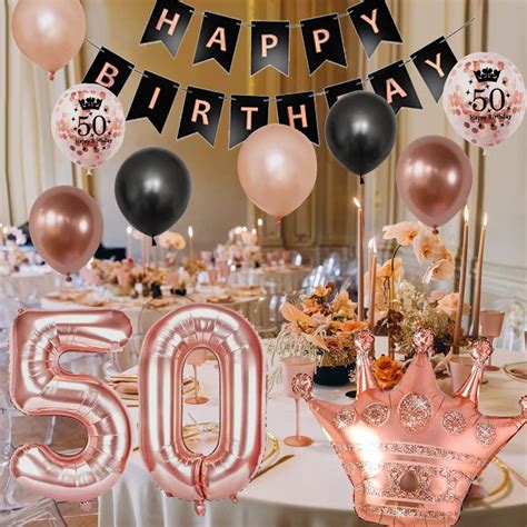 SPECOOL 50th Birthday Decorations for Women, 50th Birthday Balloons