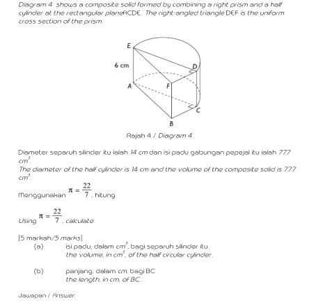 Solved Diagram 4 Shows A Composite Solid Formed By Combining A Right