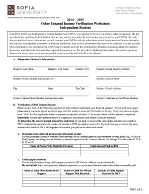 Fillable Online Other Untaxed Income Verification Worksheet