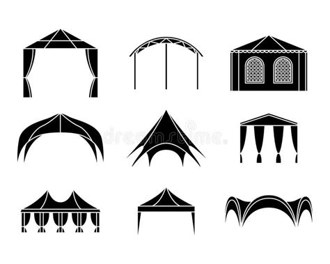 Vector Set Of Event Tent Illustrations Simple Style Stock Vector