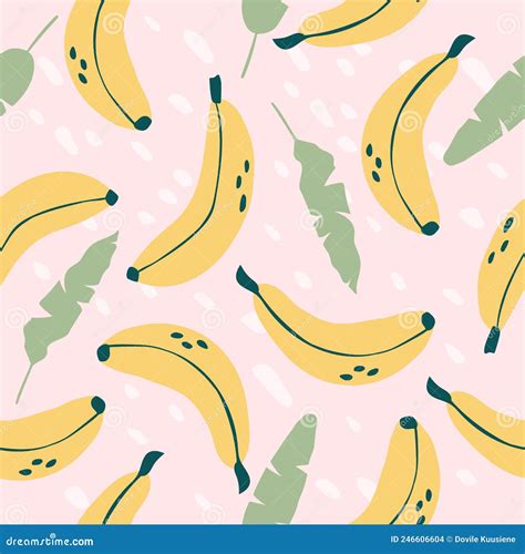 Banana Seamless Pattern Cute Summer Fruit Background Stock Vector