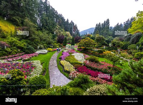 In The Sunken Garden At Butchart Gardens Near Victoria British Columbia