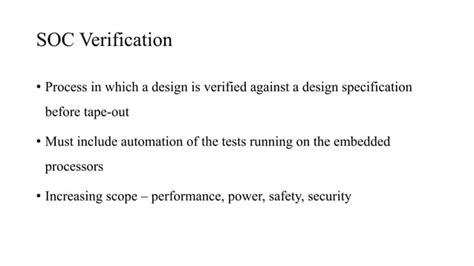 System On Chip Soc Verification Overview Ppt