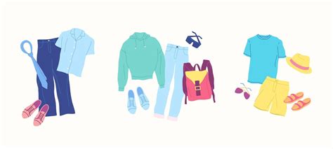 Cartoon Clothes Male Denim Combo Set. 44021902 Vector Art at Vecteezy