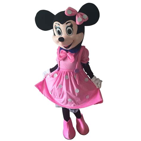 Cosplaydiy Unisex Mascot Costume Pink Minnie Mouse Mascot Costume