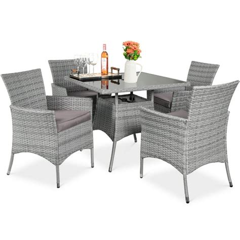 Best Choice Products 5 Piece Indoor Outdoor Wicker Patio Dining Table