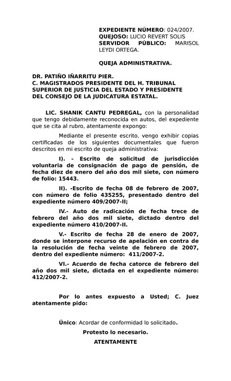 Modelo Recurso De Queja Penal Modelo Escrito De Recurso De Queja Por