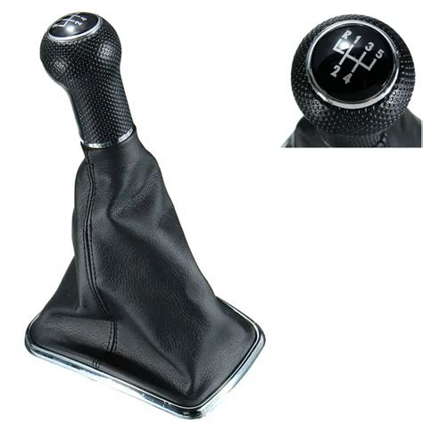 Speed Leather Gear Shift Knob Shifter Manual Car Lever For Vw Mk