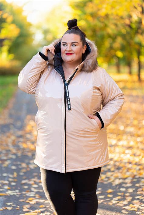 Kurtka Lakierowana Z Futerkiem Evi Be Owa Plus Size Butiknaplus Pl